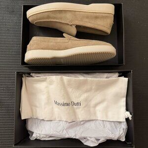 Massimo Dutti Split Leather Loafers Sand Sz 9